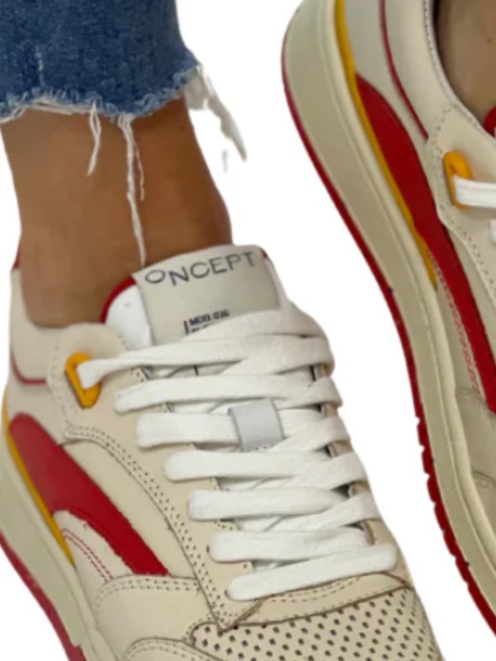 NWOT ONCEPT women's preston sneaker in retro red yellow sz 7